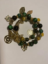Load image into Gallery viewer, Exotic Green & Gold Tiger Eye & Black Agate Gemstone Double Wrap Bracelet