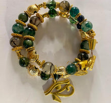 Load image into Gallery viewer, Exotic Green Smoky Ghost Agate Gemstone Tibetan Style Double Wrap Bracelet