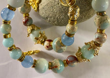 Load image into Gallery viewer, Exotic Light Blue Larimar, Jasper, Agate & Celeste Tibetan Gemstone Double Wrap Bracelet