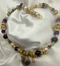 Load image into Gallery viewer, Exotic Pearl& Amethyst Tibetan Style Wrap Wire Necklace