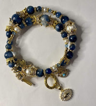 Load image into Gallery viewer, Exotic Kyanite & Pearl Gemstone Tibetan Double Wrap Bracelet