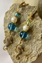 Load image into Gallery viewer, Exotic Blue Quartz Gemstone Tibetan Handmade Dangle Earrings