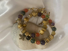 Load image into Gallery viewer, Double Wrap with Amethyst, Gold Tiger Eye and Green Ghost Agate