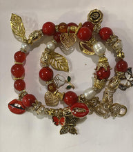 Load image into Gallery viewer, Exotic Red Agate, Red Jasper & Cultured Pearl Gemstone Tibetan Double Wrap Bracelet