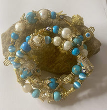 Load image into Gallery viewer, Exotic Turquoise & Pearl Gemstone Tibetan Handmade Triple Wrap Bracelet