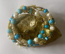 Load image into Gallery viewer, Exotic Turquoise & Pearl Gemstone Tibetan Handmade Triple Wrap Bracelet