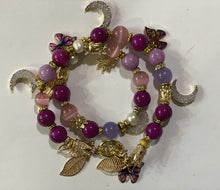 Load image into Gallery viewer, Exotic Pink Tiger Eye, Cultured Pearl & Deep Pink Jasper Gemstone Tibetan Double Wrap Bracelet