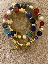 Load image into Gallery viewer, Exotic Red Agate Pearl & Blue Jasper Double Wrap Bracelet