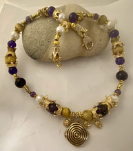 Load image into Gallery viewer, Exotic Pearl& Amethyst Tibetan Style Wrap Wire Necklace