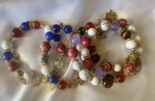 Load image into Gallery viewer, Exotic Red Jasper, White Howlite, Tiger Eye & Agate Gemstone Tibetan Style Double Wrap Bracelet