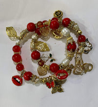 Load image into Gallery viewer, Exotic Red Agate, Red Jasper & Cultured Pearl Gemstone Tibetan Double Wrap Bracelet