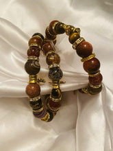 Load image into Gallery viewer, Exotic Tiger Brown Eye and Agate Gemstone Tibetan Style Triple Wrap Bracelet