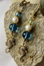 Load image into Gallery viewer, Exotic Blue Quartz Gemstone Tibetan Handmade Dangle Earrings