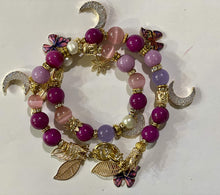 Load image into Gallery viewer, Exotic Pink Tiger Eye, Cultured Pearl & Deep Pink Jasper Gemstone Tibetan Double Wrap Bracelet