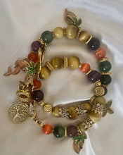 Load image into Gallery viewer, Double Wrap with Amethyst, Gold Tiger Eye and Green Ghost Agate