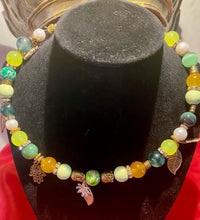 Load image into Gallery viewer, Exotic Yellow Agate, Cultured Pearl, Smoky Green Quartz & Green Jasper Gemstone Tibetan Double Wrap Bracelet