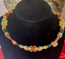 Load image into Gallery viewer, Exotic Peach, Yellow & Green Agate, Yellow & Light Green Cat Eye Quartz Gemstone Tibetan Double Wrap Bracelet