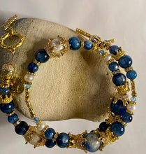 Load image into Gallery viewer, Exotic Kyanite & Pearl Gemstone Tibetan Double Wrap Bracelet