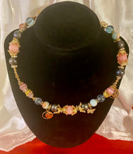 Load image into Gallery viewer, Exotic Pink Cat Blue Quartz, Black Pearl Gemstone Double Wrap Bracelet