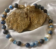 Load image into Gallery viewer, Exotic Kyanite & Navy Blue Matte Agate Gemstone Tibetan Style Double Wrap Bracelet