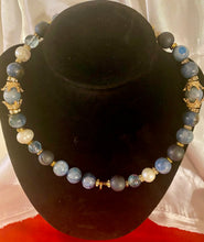 Load image into Gallery viewer, Exotic Kyanite & Navy Blue Matte Agate Gemstone Tibetan Style Double Wrap Bracelet