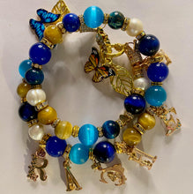 Load image into Gallery viewer, Double Wrap Gemstone and Bracelet with Alphabet Letters