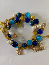 Load image into Gallery viewer, Double Wrap Gemstone and Bracelet with Alphabet Letters