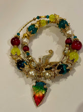 Load image into Gallery viewer, Exotic Fuchsia Pink Tiger Eye, Turquoise Tiger Eye, Yellow Agate White Pearl Gemstone Tibetan Style Double Wrap Bracelet Multi Color Natural Quartz Pendant