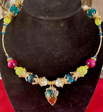 Load image into Gallery viewer, Exotic Fuchsia Pink Tiger Eye, Turquoise Tiger Eye, Yellow Agate White Pearl Gemstone Tibetan Style Double Wrap Bracelet Multi Color Natural Quartz Pendant