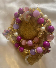 Load image into Gallery viewer, Exotic Pink Tiger Eye, Cultured Pearl &amp; Deep Pink Jasper Gemstone Tibetan Double Wrap Bracelet
