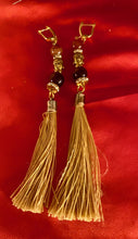 Load image into Gallery viewer, Exotic Brown Tiger Eye Gemstone Tibetan Style Dangle Earrings with  Silk Tassels
