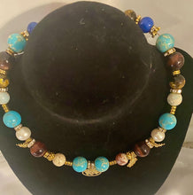 Load image into Gallery viewer, Exotic Turquoise, Tiger Eye &amp; Pearl Gemstone Double Wrap Bracelet
