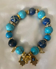 Load image into Gallery viewer, Exotic Turquoise &amp; Blue Jasper Gemstone Stretch Bracelet
