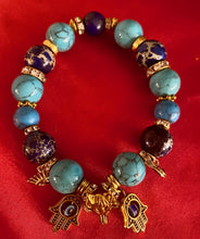 Load image into Gallery viewer, Exotic Turquoise &amp; Blue Jasper Gemstone Stretch Bracelet
