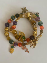 Load image into Gallery viewer, Exotic Amethyst, Gold Tiger Eye &amp; Green Ghost Agate Gemstone Tibetan Double Wrap Bracelet
