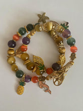 Load image into Gallery viewer, Exotic Amethyst, Gold Tiger Eye &amp; Green Ghost Agate Gemstone Tibetan Double Wrap Bracelet
