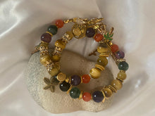 Load image into Gallery viewer, Exotic Amethyst, Gold Tiger Eye &amp; Green Ghost Agate Gemstone Tibetan Double Wrap Bracelet
