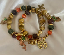 Load image into Gallery viewer, Exotic Amethyst, Gold Tiger Eye &amp; Green Ghost Agate Gemstone Tibetan Double Wrap Bracelet
