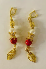 Load image into Gallery viewer, Exotic Pearl &amp; Red Jasper Gemstone Dangle Earrings
