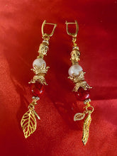 Load image into Gallery viewer, Exotic Pearl &amp; Red Jasper Gemstone Dangle Earrings
