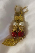 Load image into Gallery viewer, Exotic Pearl &amp; Red Jasper Gemstone Dangle Earrings
