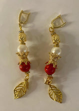 Load image into Gallery viewer, Exotic Pearl &amp; Red Jasper Gemstone Dangle Earrings
