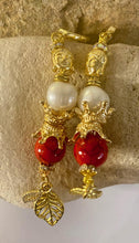 Load image into Gallery viewer, Exotic Pearl &amp; Red Jasper Gemstone Dangle Earrings
