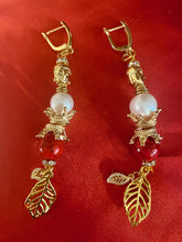 Load image into Gallery viewer, Exotic Pearl &amp; Red Jasper Gemstone Dangle Earrings
