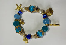 Load image into Gallery viewer, Exotic Pearl &amp; Blue Tiger Eye Gemstone Stretch Bracelet
