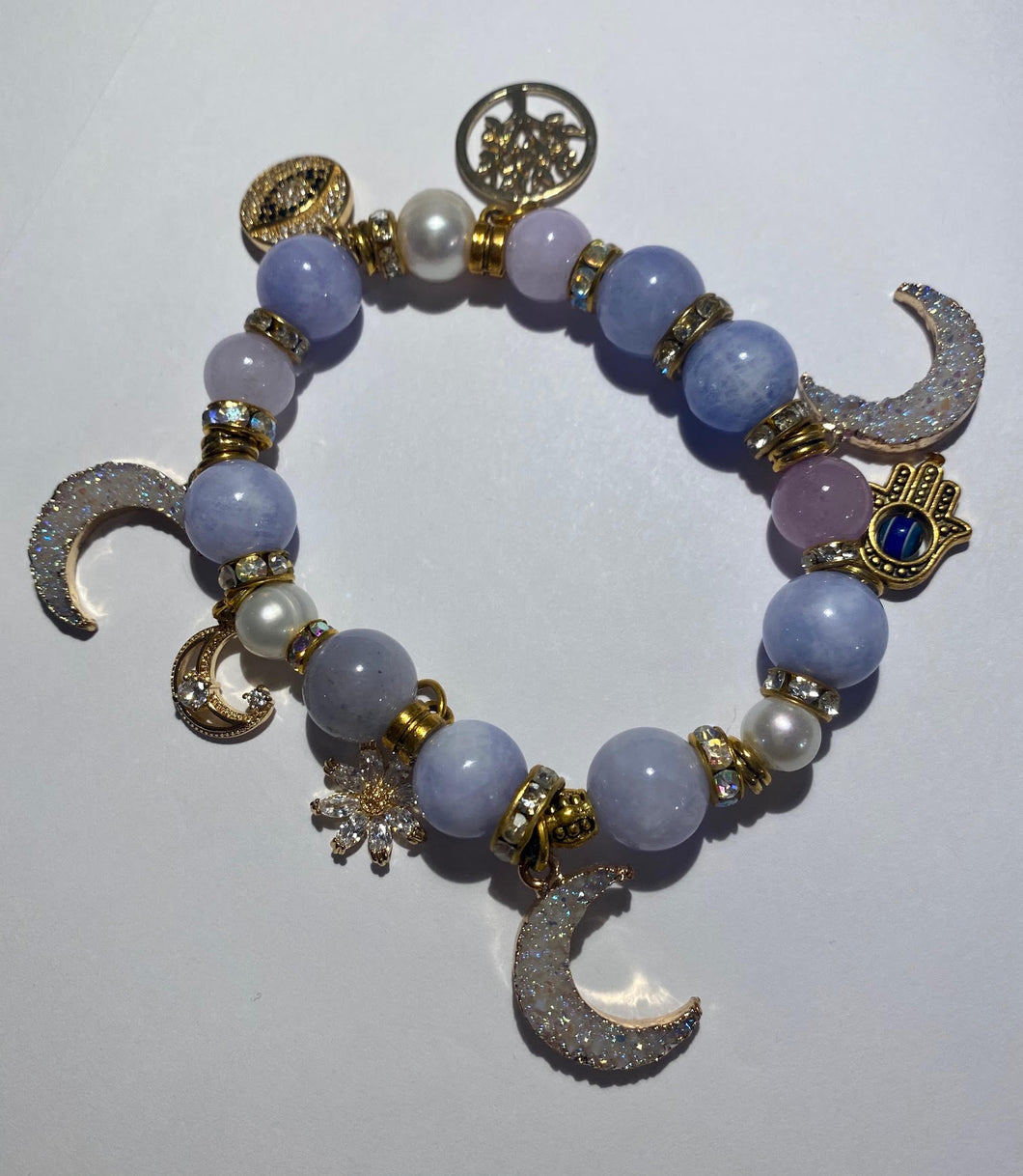 Exotic Larimar Gemstone in Shades of Violet Stretch Bracelet