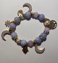 Load image into Gallery viewer, Exotic Larimar Gemstone in Shades of Violet Stretch Bracelet
