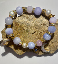 Load image into Gallery viewer, Exotic Larimar Gemstone in Shades of Violet Stretch Bracelet
