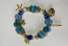 Load image into Gallery viewer, Exotic Pearl &amp; Blue Tiger Eye Gemstone Stretch Bracelet
