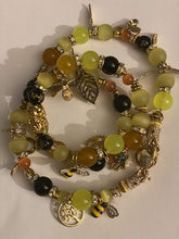 Load image into Gallery viewer, Light Green, Yellow Tiger Eye,  Orange Agate  &amp; Black Obsidian Gemstone Tibetan Triple Wrap Bracelet
